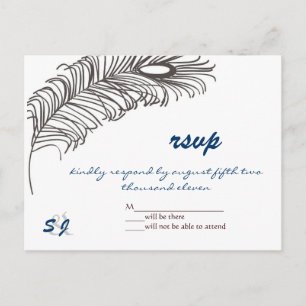 Feather Wedding III Einladungspostkarte