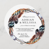Feather Wedding Invitation 5.25 x 5.25 Circle Einladung (Vorne/Hinten)
