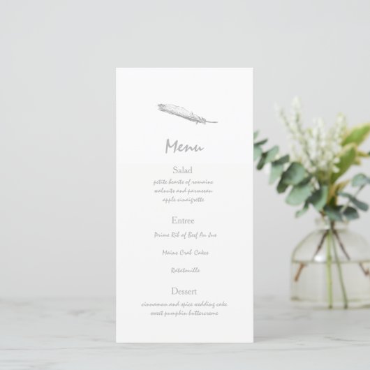 Feather Wedding Menu (Stehend Vorderseite)