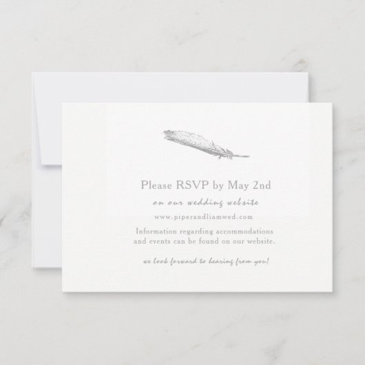 Feather Wedding Response Card Einladung (Vorderseite)