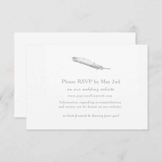 Feather Wedding Response Card Einladung (Vorne/Hinten)