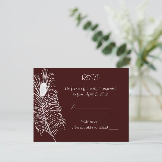 Feather Wedding RSVP Card (Stehend Vorderseite)