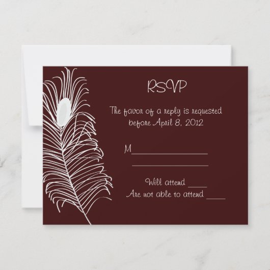 Feather Wedding RSVP Card Karte (Vorderseite)