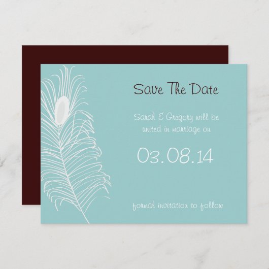 Feather Wedding Save The Date (Vorne/Hinten)