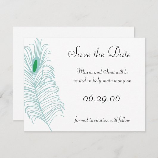 Feather Wedding Save The Date (Vorne/Hinten)