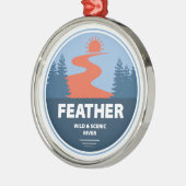 Feather Wild and Landschaftlich River Ornament Aus Metall (Links)