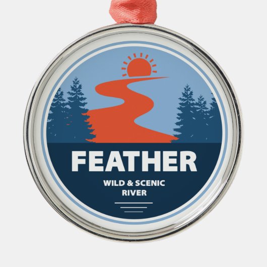 Feather Wild and Landschaftlich River Ornament Aus Metall (Vorne)