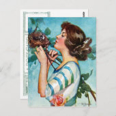 "FEATHER YOEST" FRÜHZEITIGE FRÜHSTÜCKSROBINS 'N RO POSTKARTE (Vorne/Hinten)