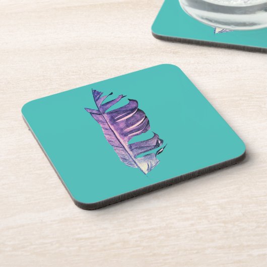 Feather zeichne originelle Kunstillustrierung Getränkeuntersetzer (Linke Seite)