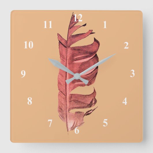 Feather zeichne originelle Kunstillustrierung Quadratische Wanduhr (Vorderseite)