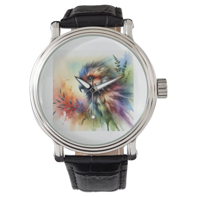 Feathered Animal 180724AREF120 - Watercolor Armbanduhr (Vorderseite)