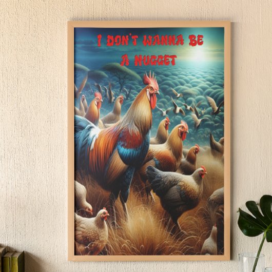 Feathered Ansammlung: Hühner auf der Wiese spielen Poster