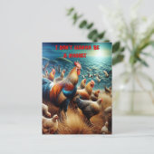 Feathered Ansammlung: Hühner auf der Wiese spielen Postkarte (Stehend Vorderseite)