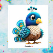 Feathered Baby Peacock, Peachick, Cartoon Graphic Aufkleber