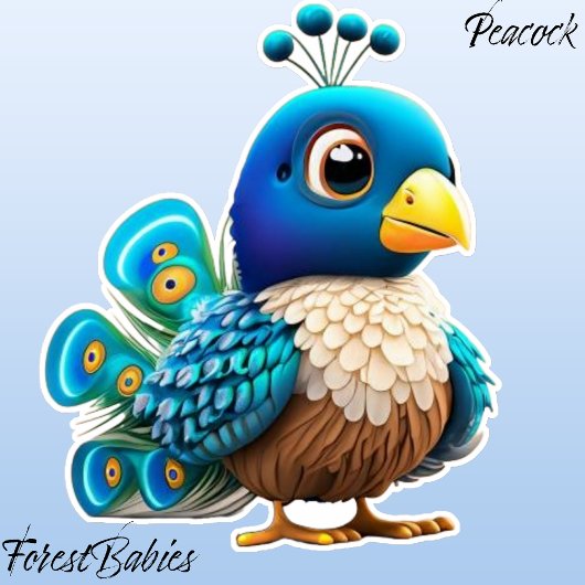 Feathered Baby Peacock, Peachick, Cartoon Graphic Aufkleber