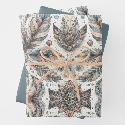 Feathered-Blume Geschenkpapier Set (Beispiel)