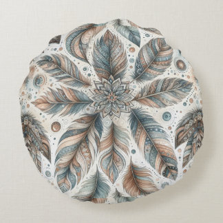 Feathered-Blume Rundes Kissen