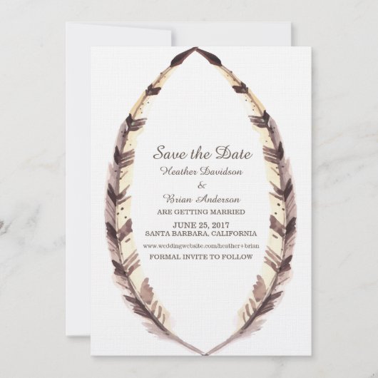 Feathered Border Save the Date einladen Einladung (Vorderseite)