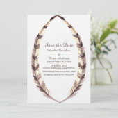 Feathered Border Save the Date einladen Einladung (Stehend Vorderseite)