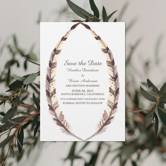 Feathered Border Save the Date einladen Einladung