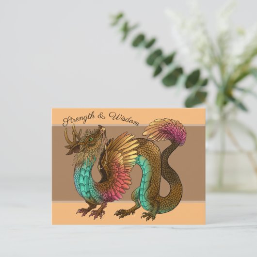 Feathered Dragon Postkarte (Stehend Vorderseite)
