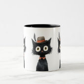 Feathered Feline Fancy Black Cat Zweifarbige Tasse (Mittel)
