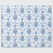 Feathered Fete in Blue Porcelain Geschenkpapier (Flach)