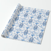 Feathered Fete in Blue Porcelain Geschenkpapier (Ungerollt)