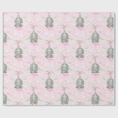 Feathered Fete in Pink and Green Geschenkpapier (Flach)