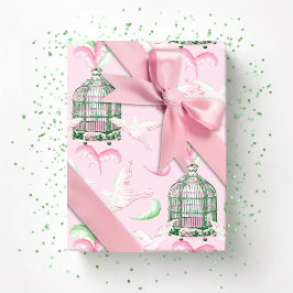 Feathered Fete in Pink and Green Geschenkpapier