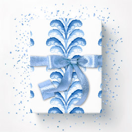 Feathered Fete Stripe in Blue Porcelain Geschenkpapier