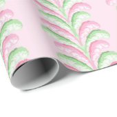 Feathered Fete Stripe in Pink and Green Geschenkpapier (Rolleneckpunkt)