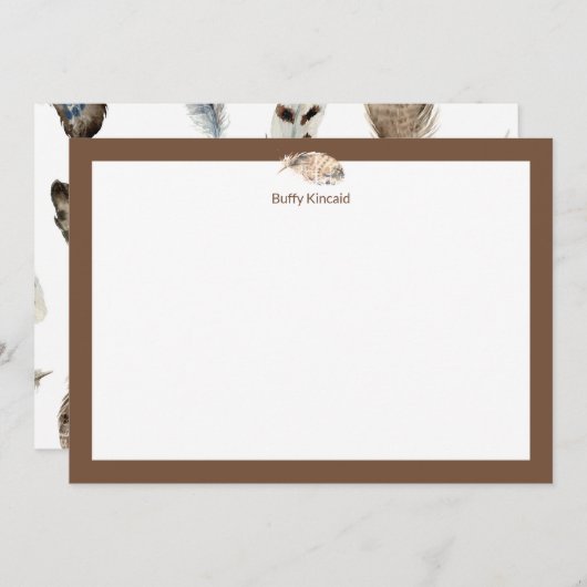 Feathered Friend Toffee Brown Personalisiert Save The Date (Vorne/Hinten)