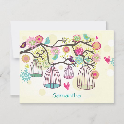 Feathered Friends Spring Flat Notecard Mitteilungskarte (Vorderseite)