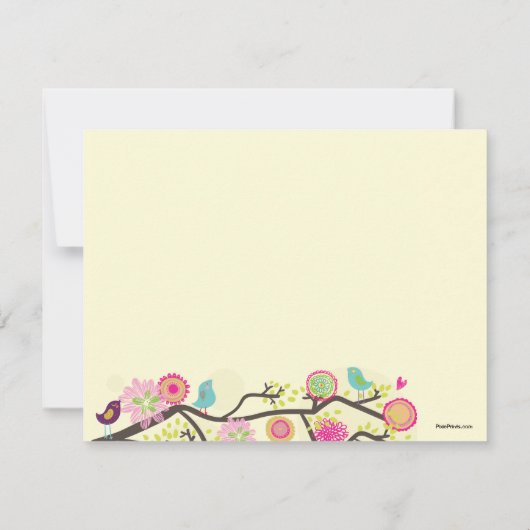 Feathered Friends Spring Flat Notecard Mitteilungskarte (Rückseite)