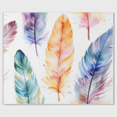 Feathered Grace: Wasserfarben Elegante Geschenkpapier (Flach)