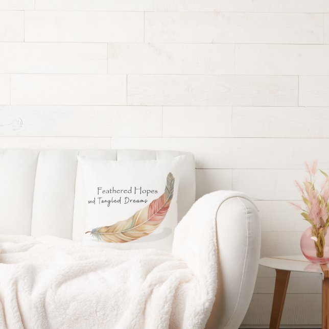 Feathered Hopes Pillow Boho Renewal Accent Kissen (Liege)