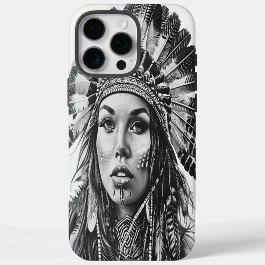 Feathered Indian Warriorgirl Case-Mate iPhone Hülle (Rückseite)