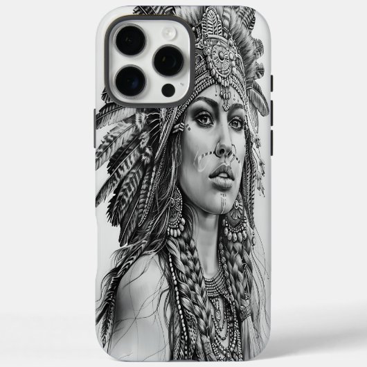 Feathered Indian Warriorgirl Case-Mate iPhone Hülle (Rückseite)