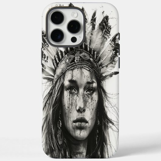 Feathered Indian Warriorgirl Case-Mate iPhone Hülle (Rückseite)