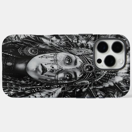 Feathered indischer Mädchenkrieger Case-Mate iPhone Hülle (Rückseite (Horizontal))