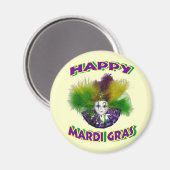 Feathered Mardi Gras Mask Magnet (Vorderseite/Rückseite)