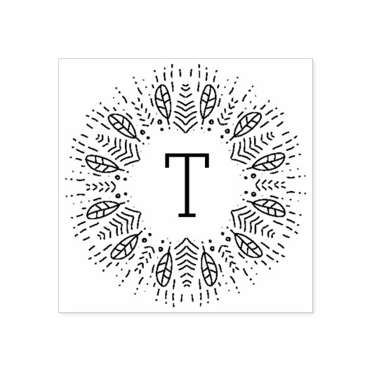 Feathered Monogram Gummistempel (Prägung)