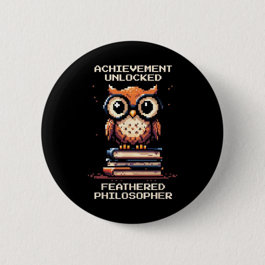Feathered Philosopher Unlocked Owl Retro Gamer  Button (Vorderseite)