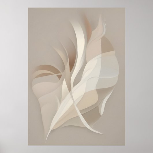 Feathered Rhapsody | Beige Abstrakte Kunst Poster (Vorne)