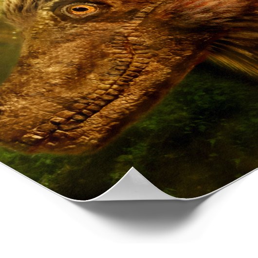 Feathered Velociraptor Dinosaur Poster (Ecke)