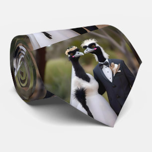 "Feathered Vows: Eine emu-schöne Hochzeitsstimmung Krawatte