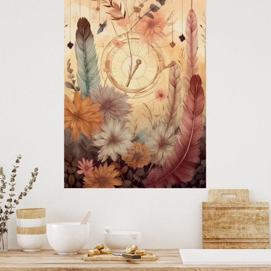 Feathered-Wildblumen Poster (Küche)