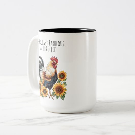 Feathering Rooster Farmhouse Kaffee Zweifarbige Tasse (Vorderseite Links)