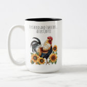 Feathering Rooster Farmhouse Kaffee Zweifarbige Tasse (Links)